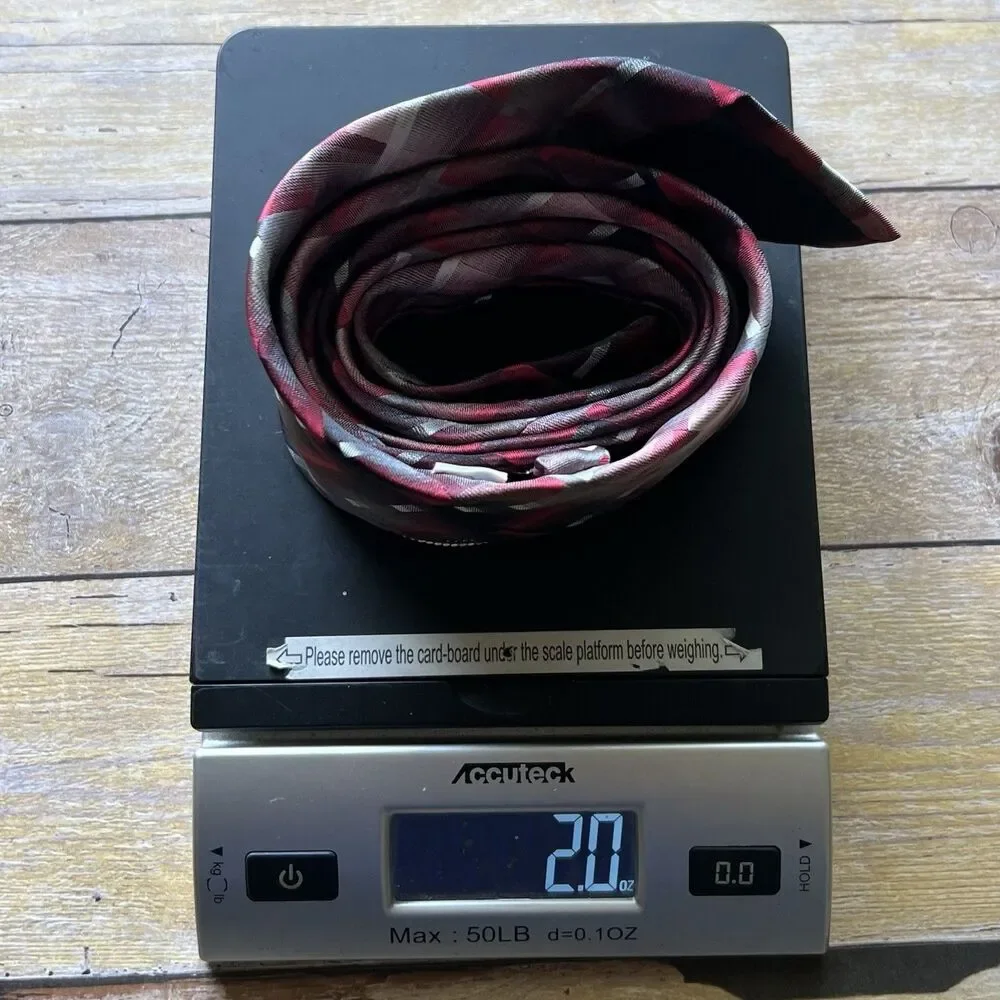 Pierre Cardin‎ Mens Geometric Plaid Tie Burgundy Grey Black Tie Chain Accessory